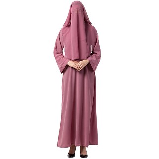 Arabian abaya with naqaab set- Puce Pink